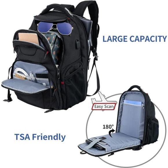 17.3'' Travel Laptop Backpack TSA Friendly,Water Resistant Anti Theft ExtraLarge - Picture 3 of 14